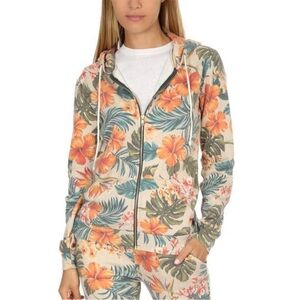 Aviator Nation Tropical Floral Zip Up Jacket - Kauai Small Hoodie